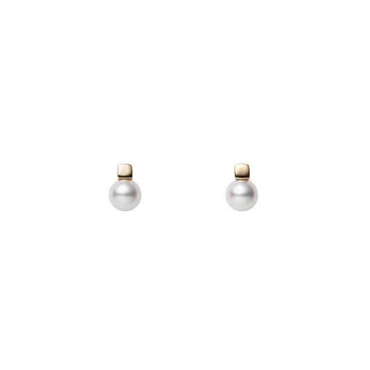 7mm Akoya Pearl Studs with Gold Accents