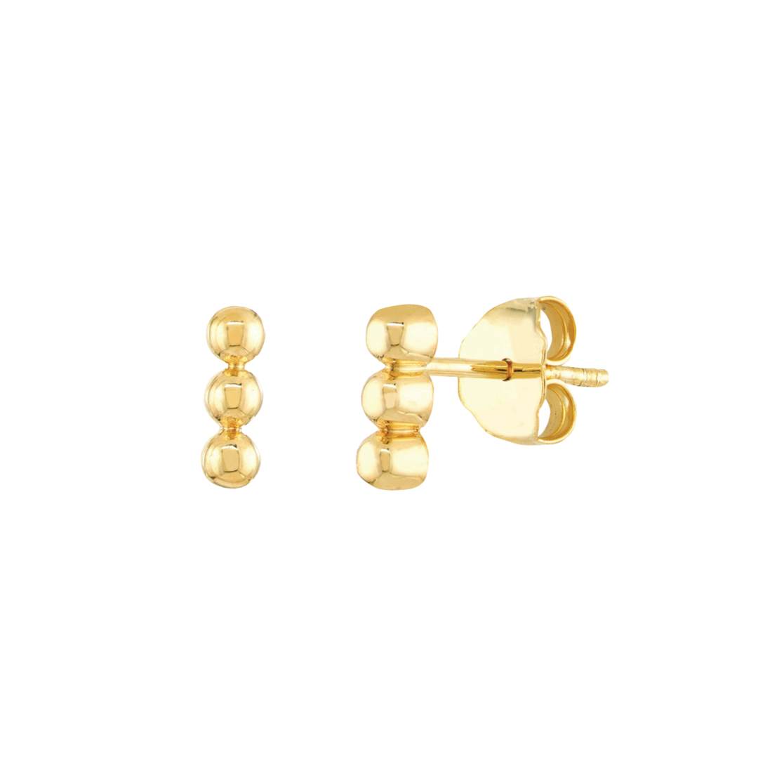 Triple Bead Stud Earrings