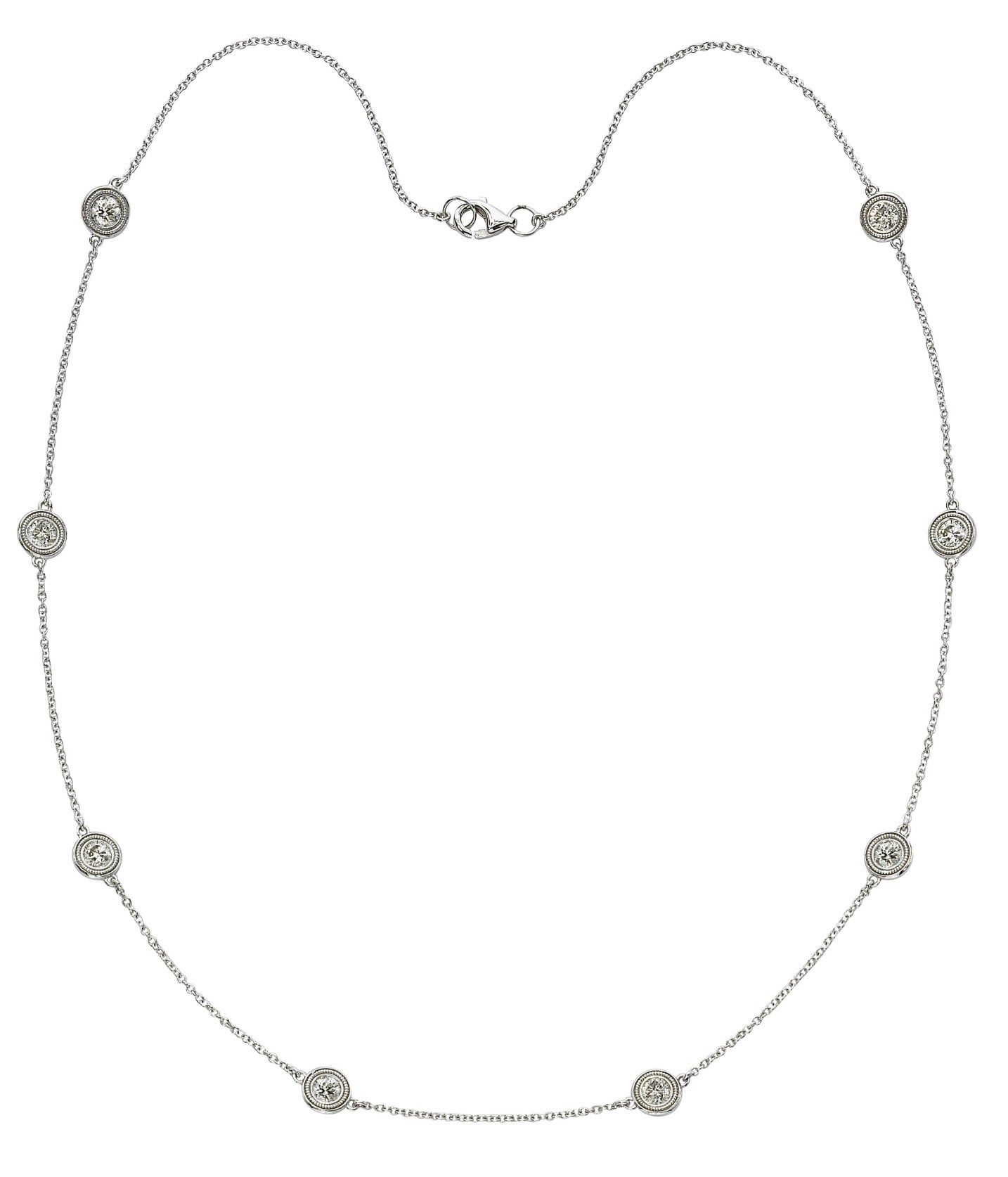 Diamond Station Necklace in White Gold