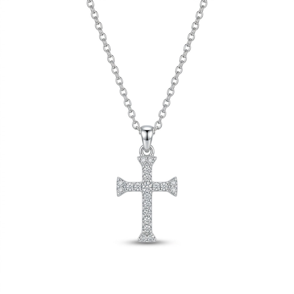 Flared Diamond Cross Necklace