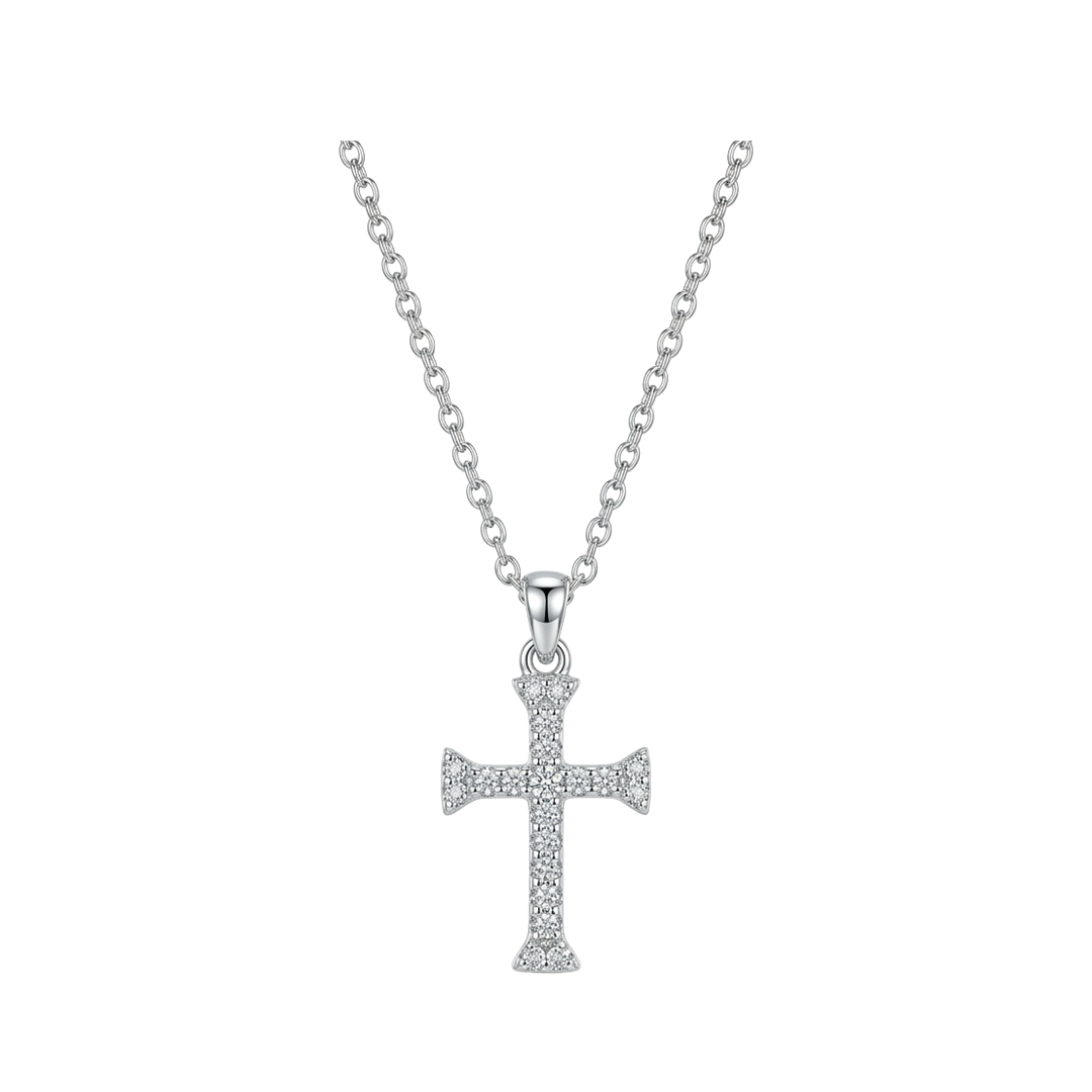 Flared Diamond Cross Necklace