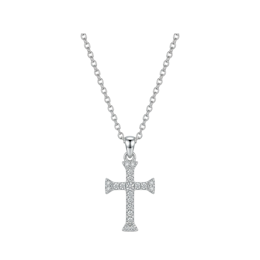 Flared Diamond Cross Necklace
