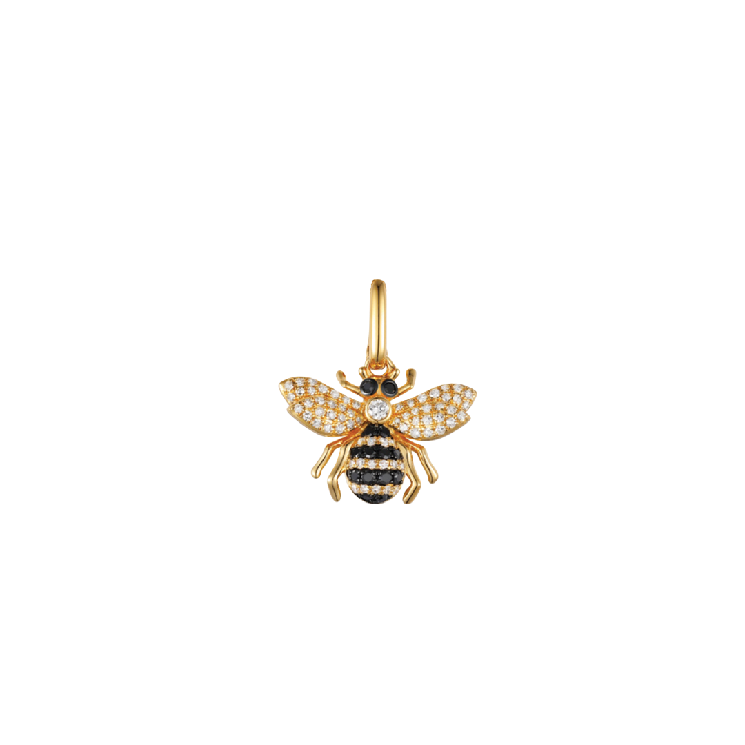 Black and White Diamond Bee Necklace Charm