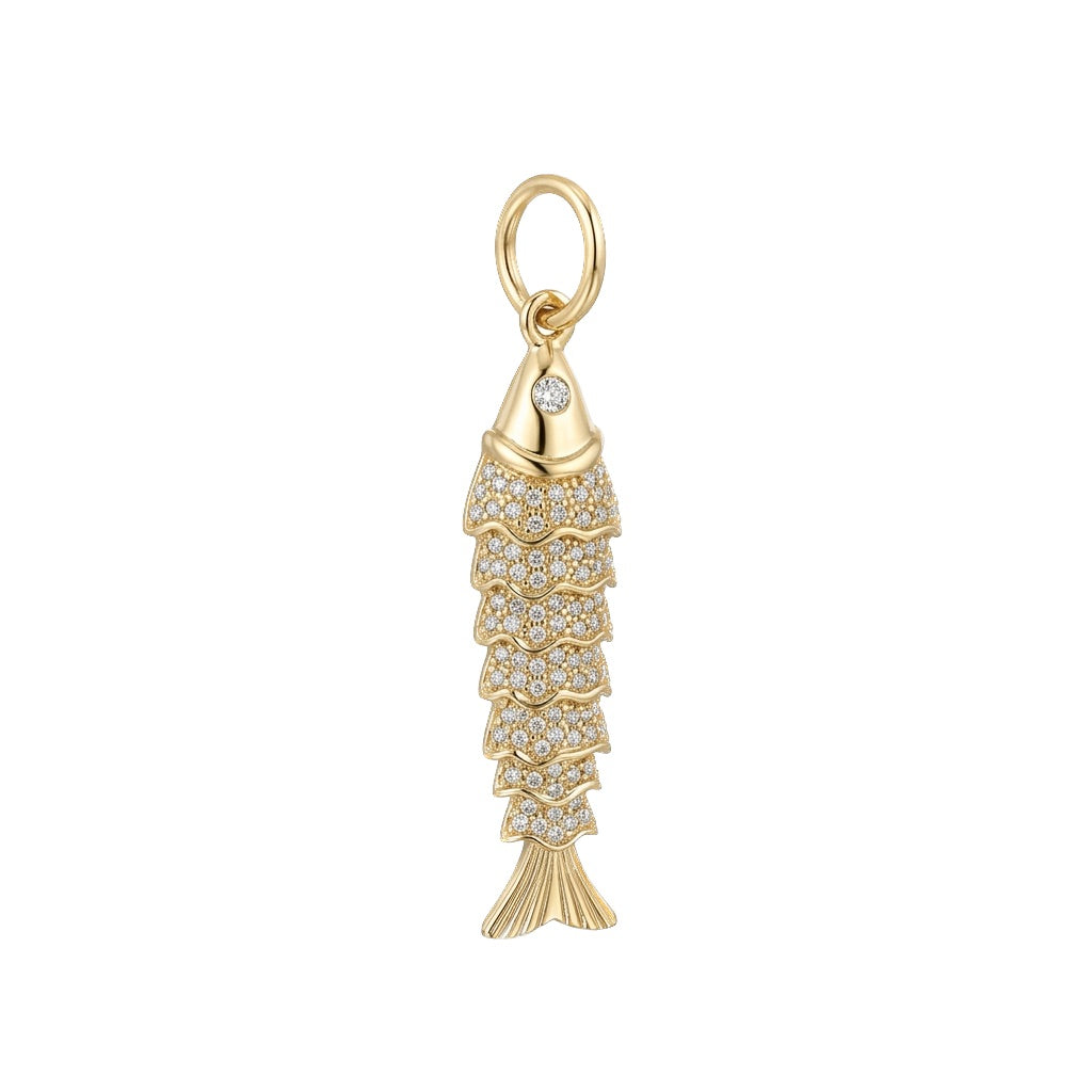 Articulated Gold and Diamond Fish Charm