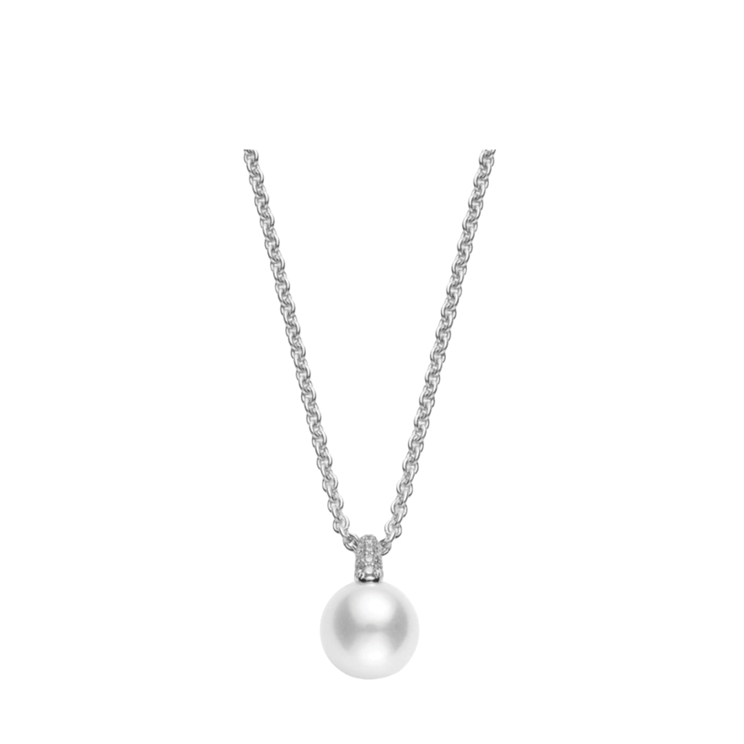 8.5mm Akoya Pearl Pendant Necklace with Diamond Bail