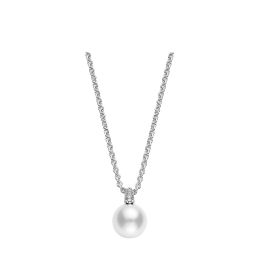8.5mm Akoya Pearl Pendant Necklace with Diamond Bail