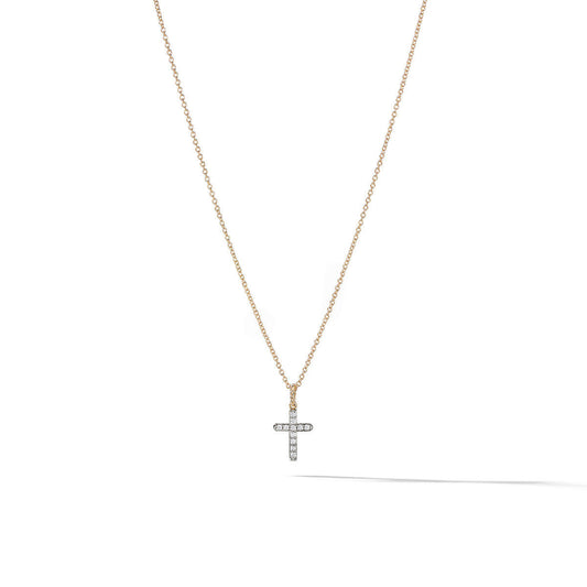 Cable Collectibles® Cross Necklace in 18K Yellow Gold with Pavé Diamonds