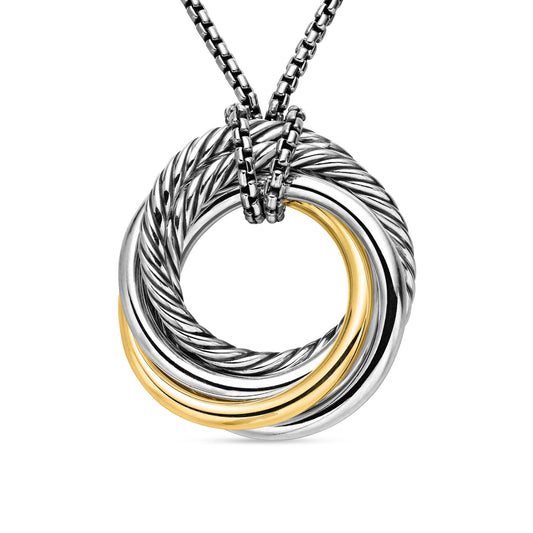 Crossover Small Pendant Necklace with Gold