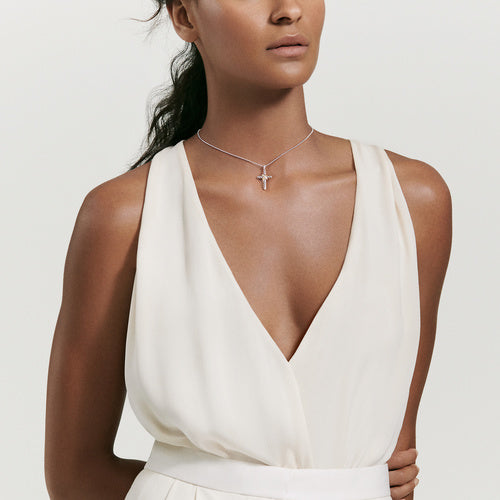 Cable Collectibles X Cross Necklace with Diamonds and 14K Gold