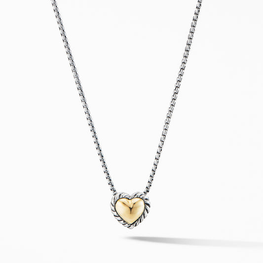 Cable Cookie Classic Heart Necklace with 18K Yellow Gold