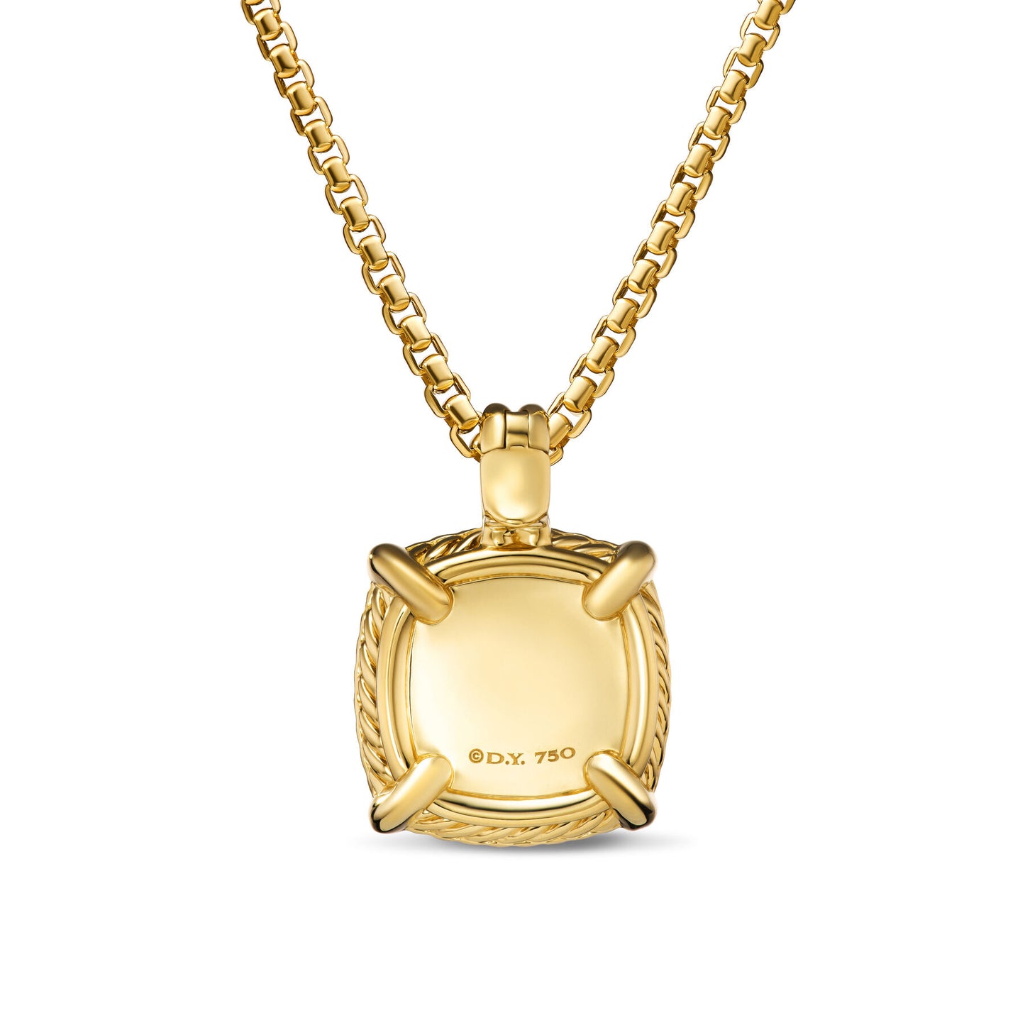 Chatelaine® Pavé Bezel Pendant Necklace in 18K Yellow Gold with Blue Topaz and Diamonds, 14mm