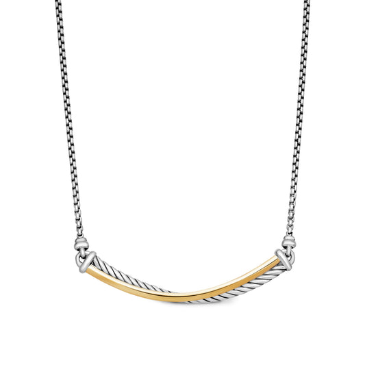 Crossover Bar Necklace with 18K Gold