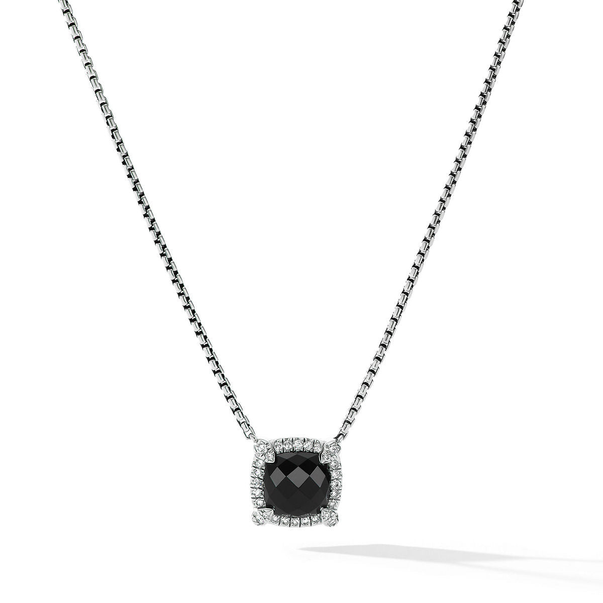 Petite Chatelaine® Pavé Bezel Pendant Necklace with Black Onyx and Diamonds