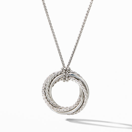 Crossover Pendant Necklace with Diamonds