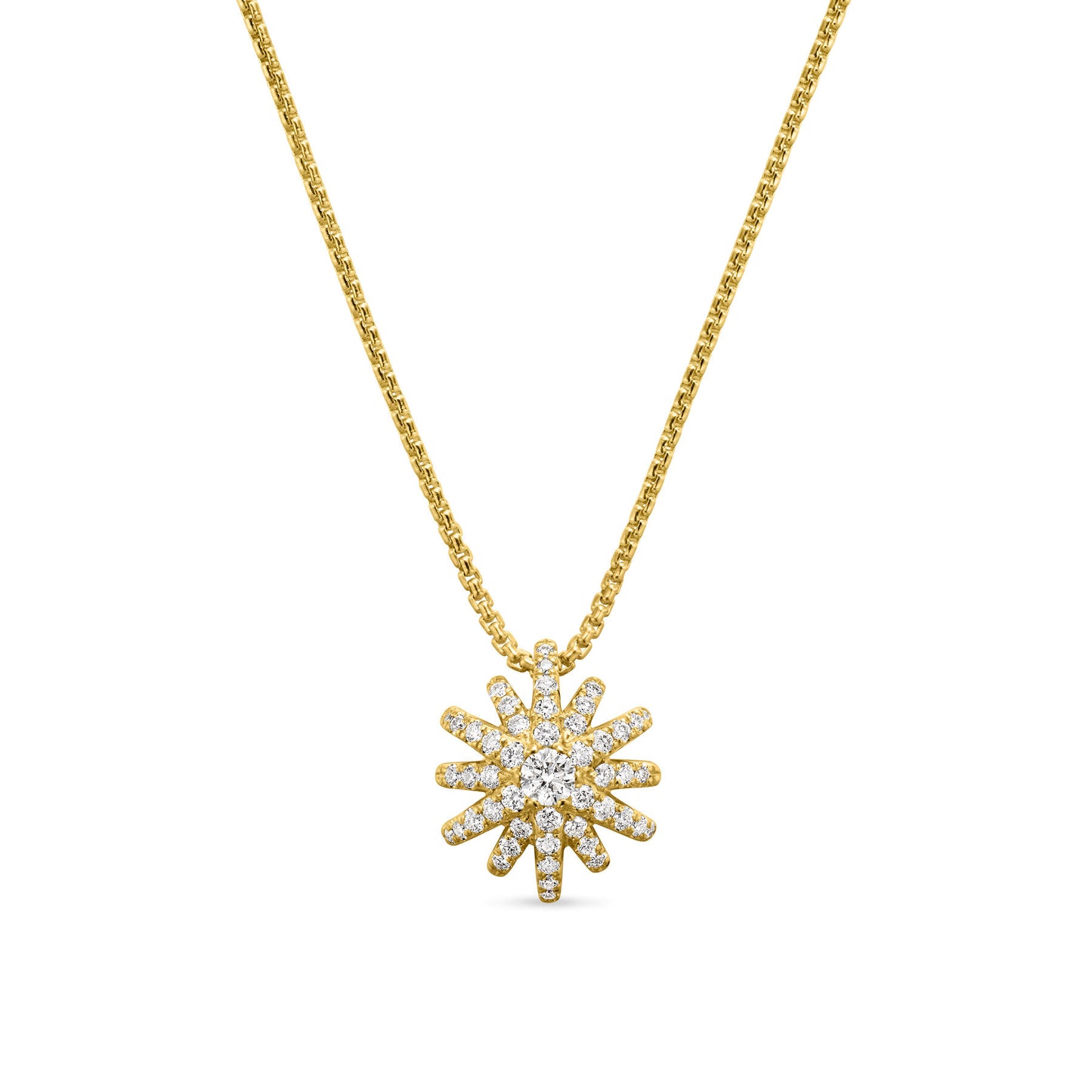 Starbust Pendant Necklace in 18K Yellow Gold with Pavé Diamonds