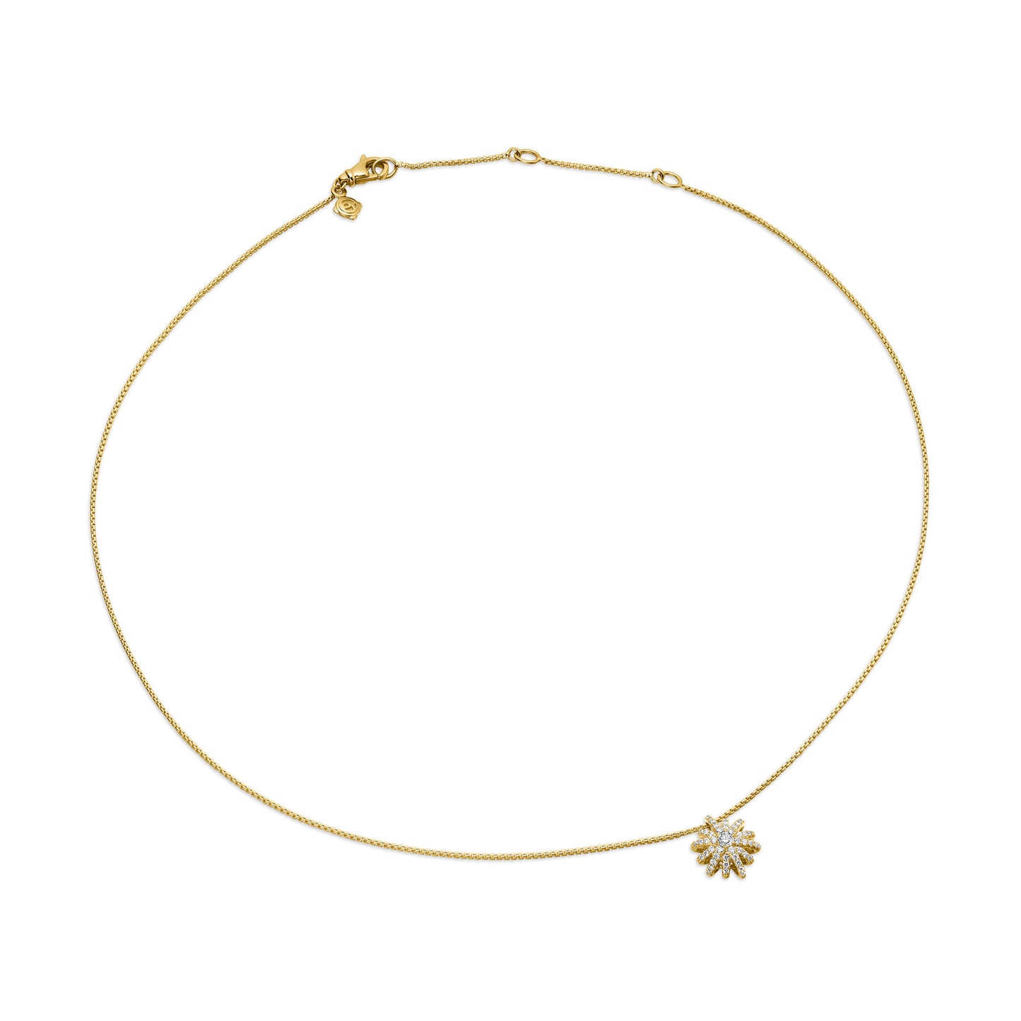 Starbust Pendant Necklace in 18K Yellow Gold with Pavé Diamonds