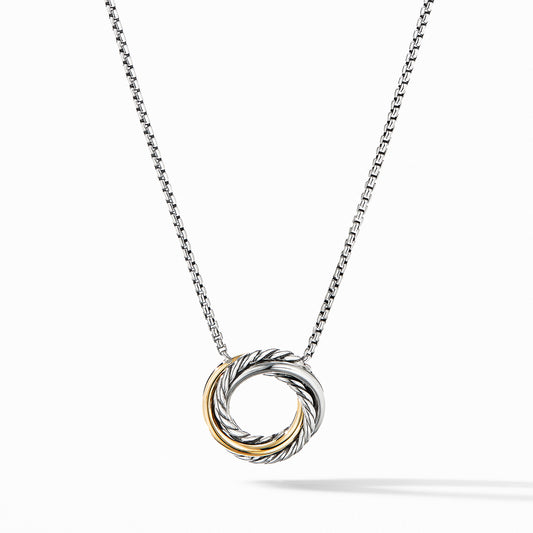 Crossover Mini Pendant Necklace with 18K Yellow Gold