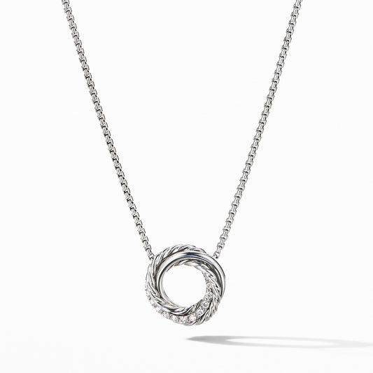 Crossover Mini Pendant Necklace with Diamonds
