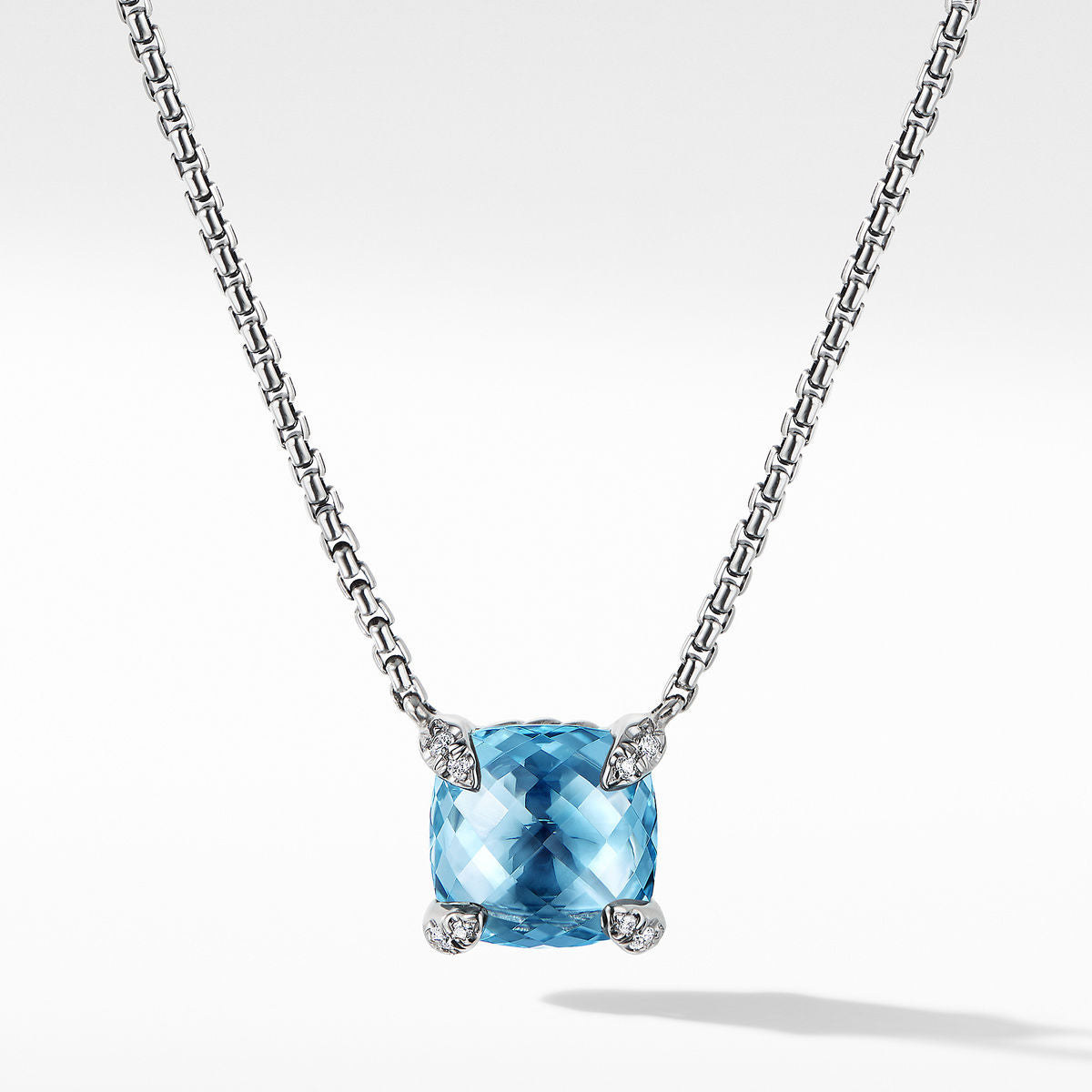 Chatelaine® Pendant Necklace with Blue Topaz and Diamonds