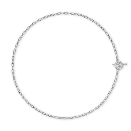 DY Madison® Pavé Diamond Toggle Chain Necklace in Sterling Silver