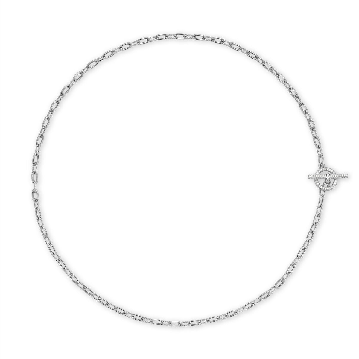 DY Madison® Pavé Diamond Toggle Chain Necklace in Sterling Silver