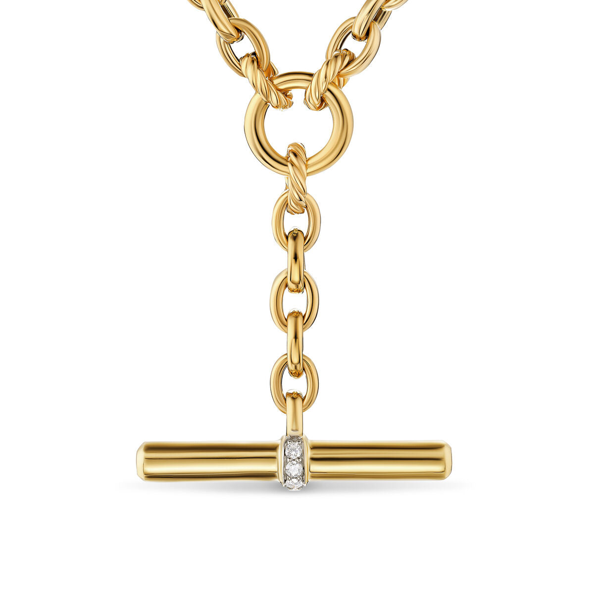 DY Mercer® Petite Toggle Chain Necklace in 18K Yellow Gold with Diamonds, 4.5mm