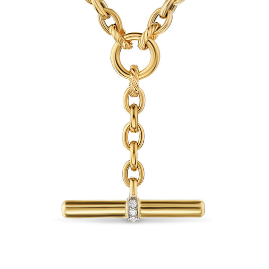 DY Mercer® Petite Toggle Chain Necklace in 18K Yellow Gold with Diamonds, 4.5mm