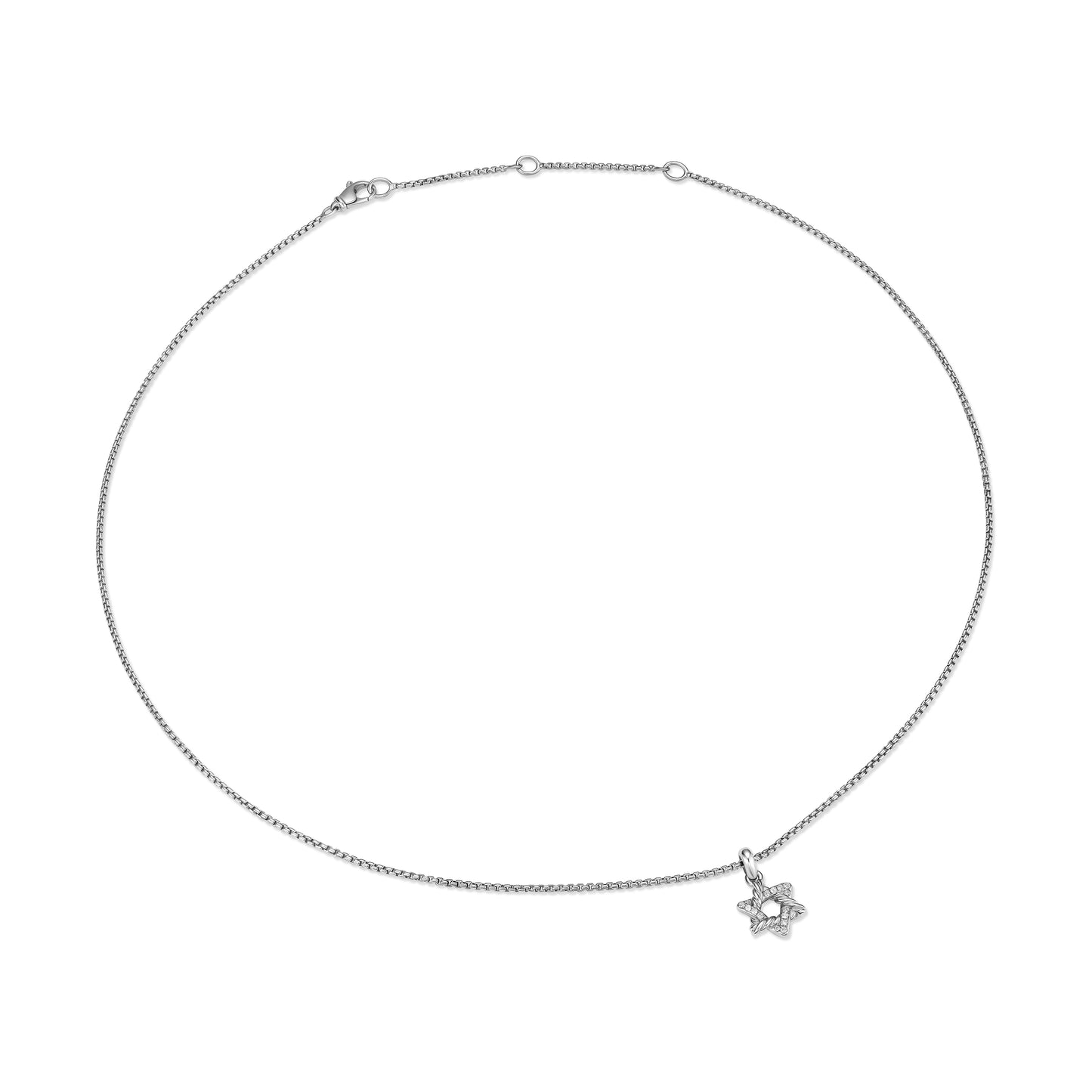 Star of David Pendant Necklace in Sterling Silver with Diamonds, 9.6mm