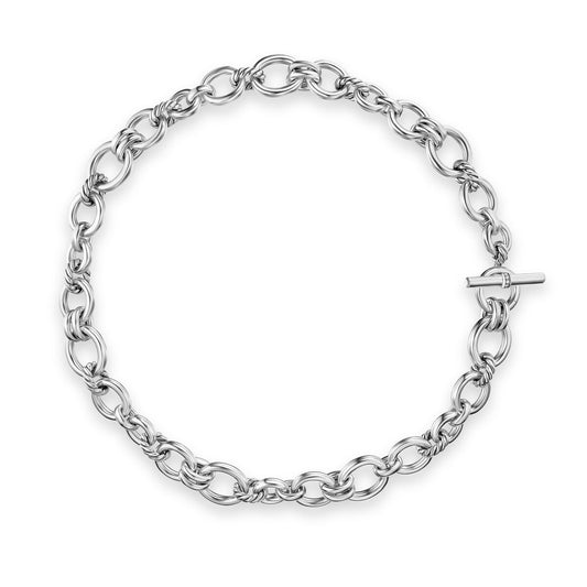 DY Mercer® Chain Necklace in Sterling Silver with Diamonds, 8mm