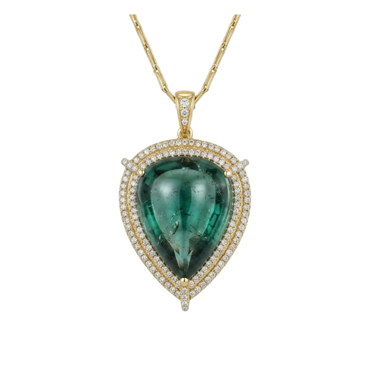 Shrine Green Tourmaline Necklace with Diamond Frame