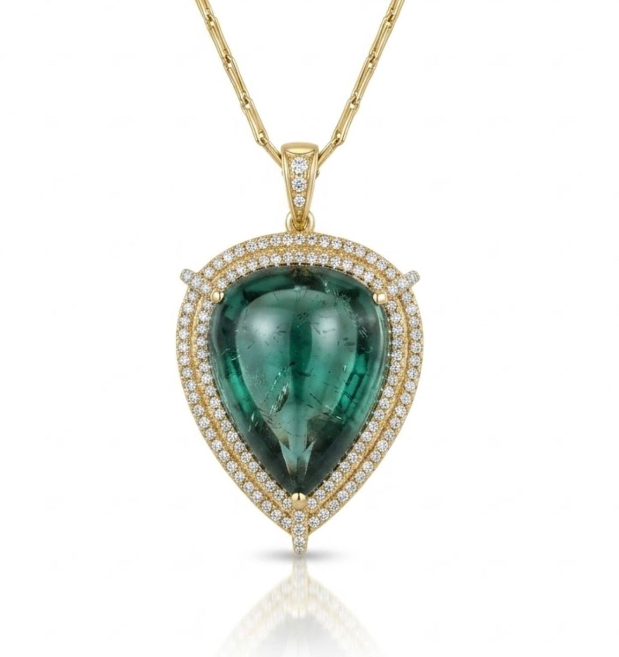Shrine Green Tourmaline Necklace with Diamond Frame