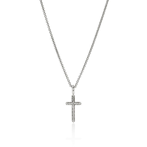 Sterling Silver Cross Pendant Necklace with Diamonds