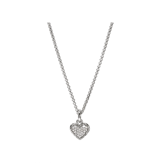 Sterling Silver and Diamond Heart Pendant Necklace