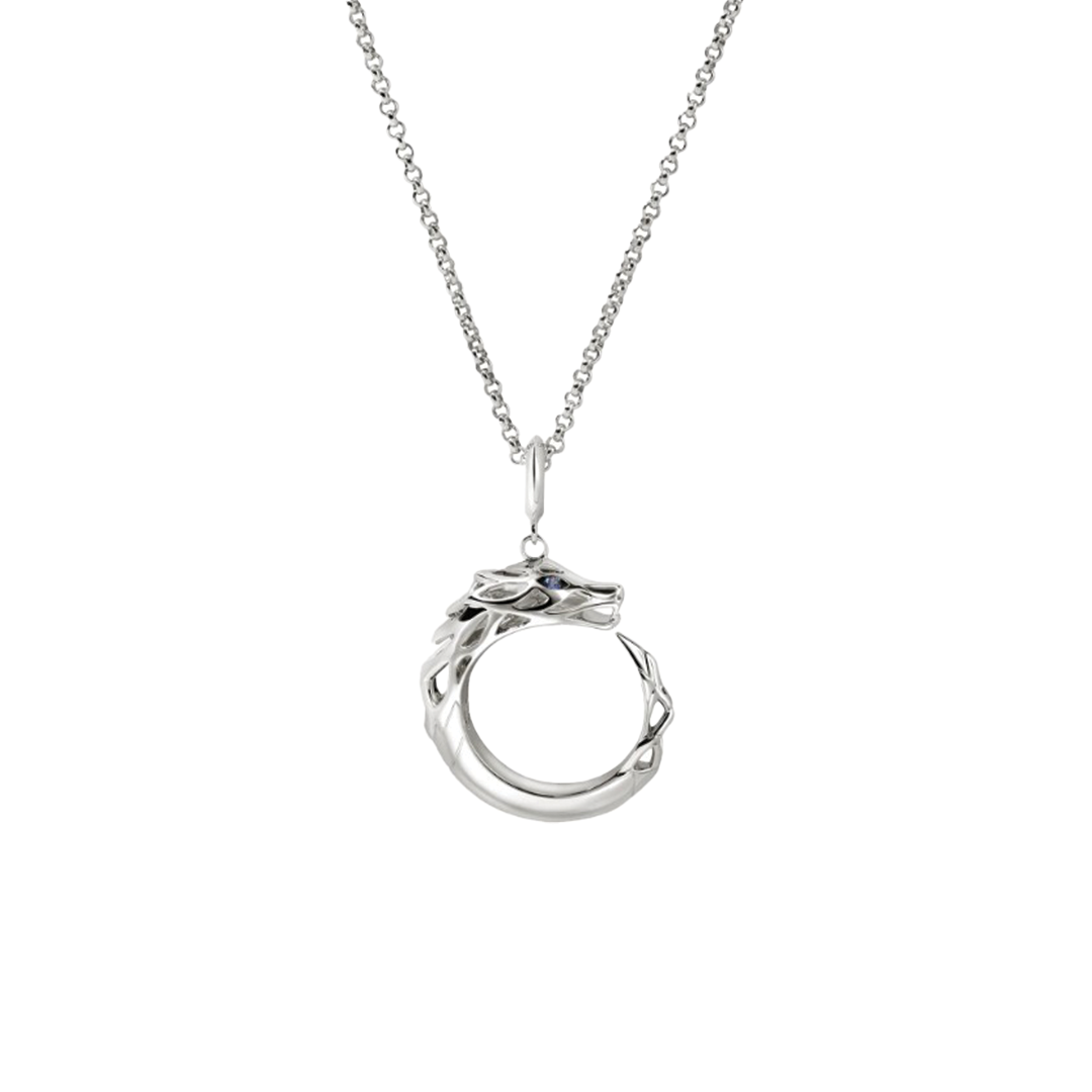 'Naga' Pendant Necklace with Blue Sapphire Eyes