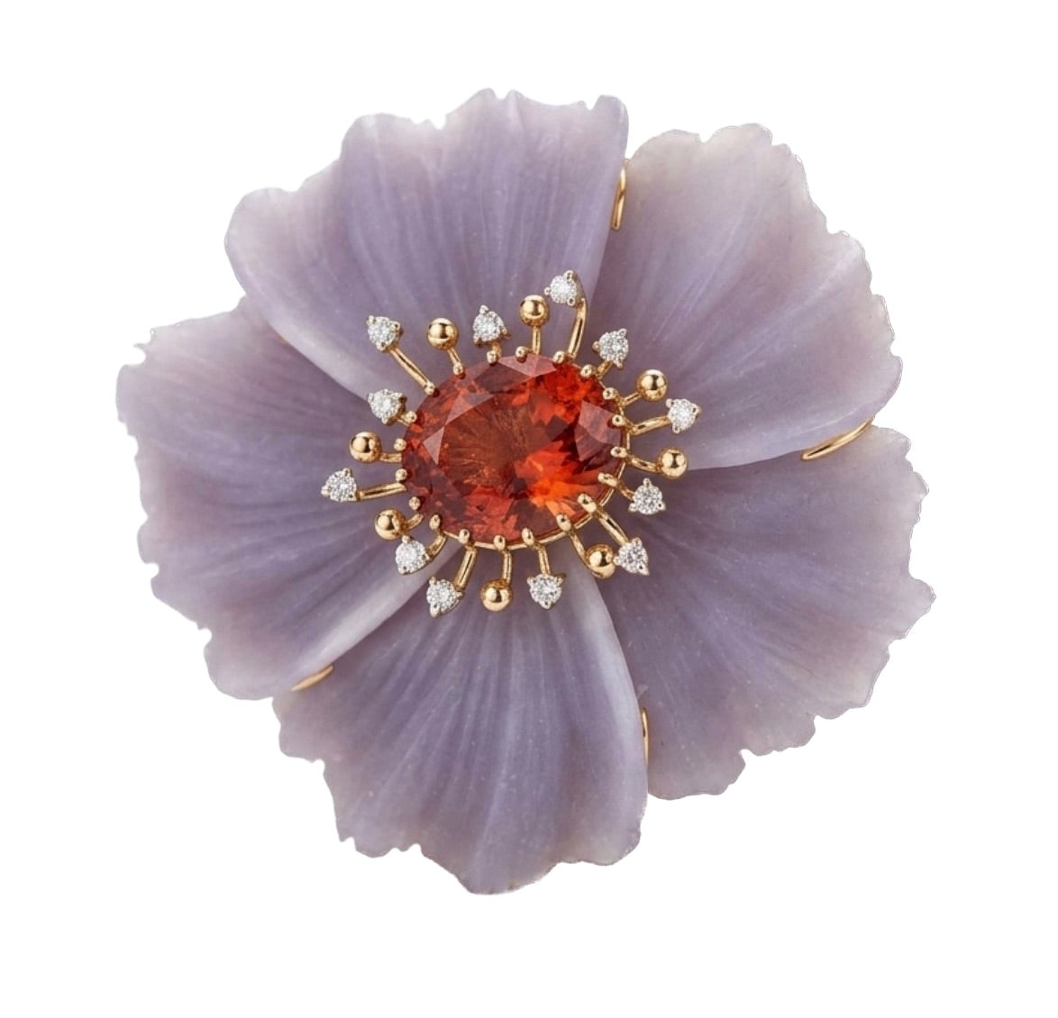 Flower Brooch with Diamond Accents