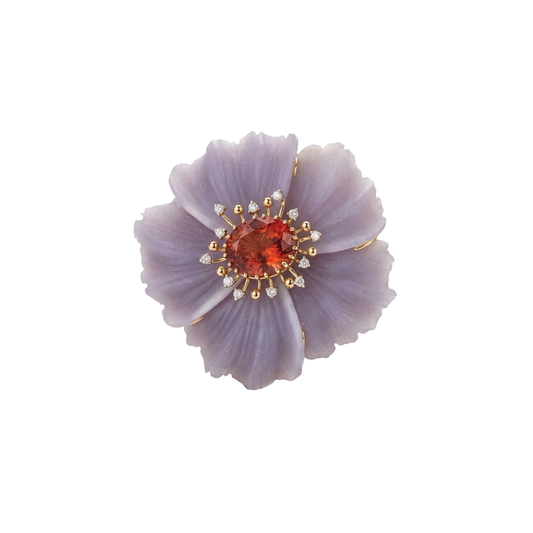 Flower Brooch with Diamond Accents