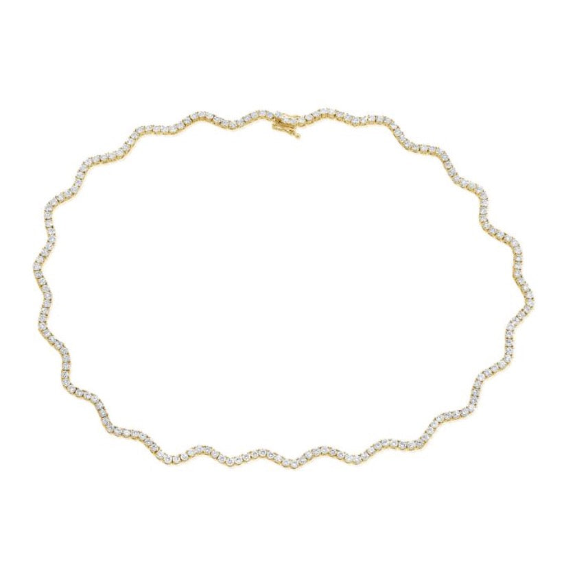 Wavy Diamond Tennis Bracelet in White Gold