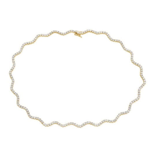 Wavy Diamond Tennis Bracelet in White Gold