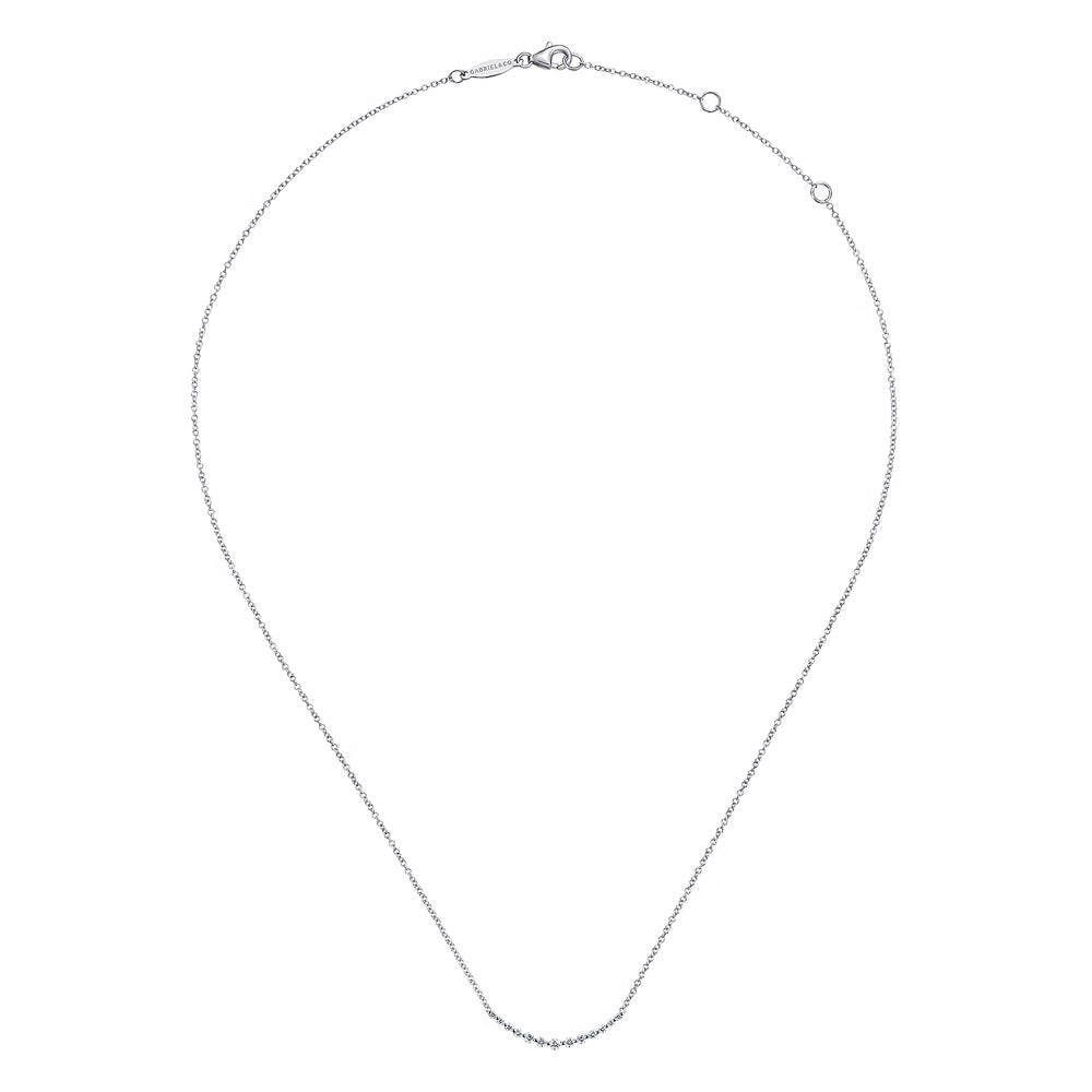Diamond Curved bar Necklace in 14Kt White Gold