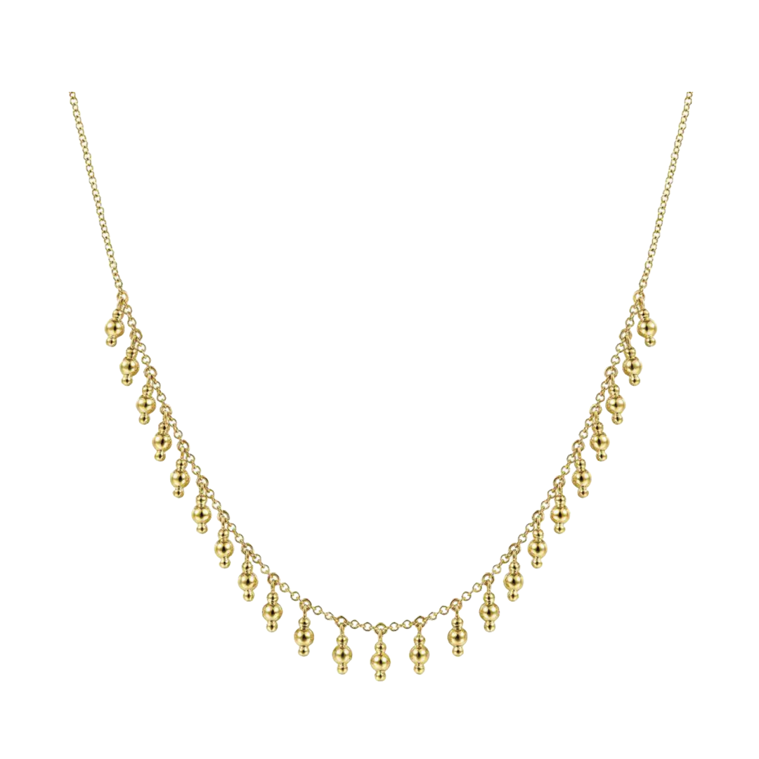 Gold Beaded Station Necklace