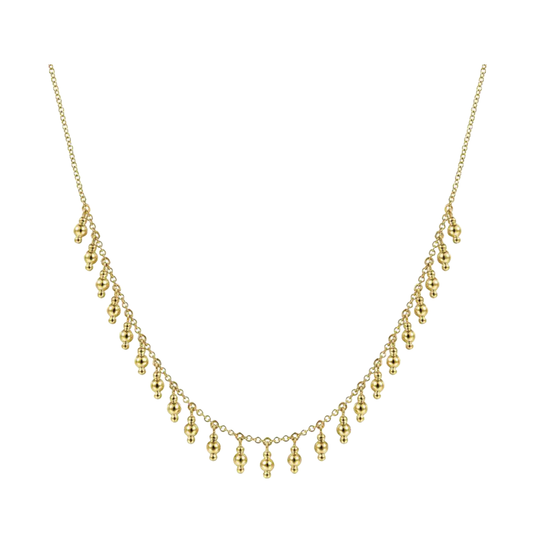 Gold Beaded Station Necklace