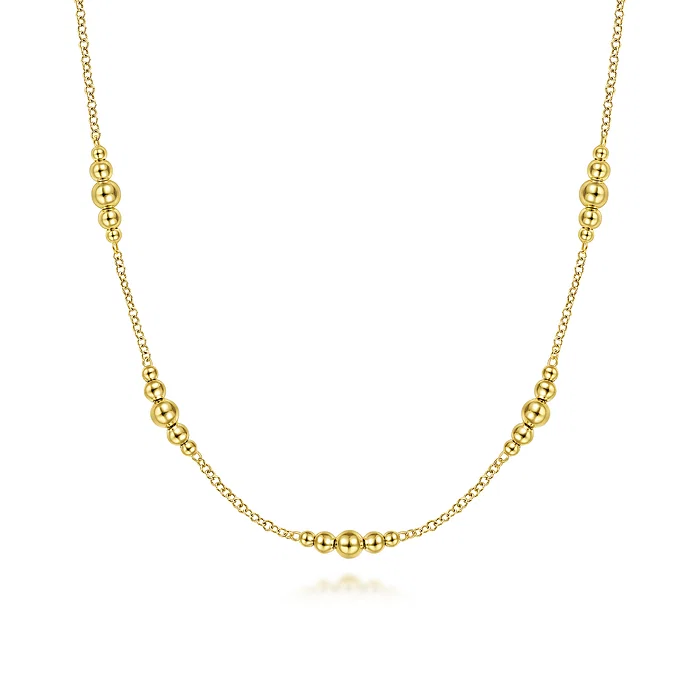 GABRIEL & CO 14KY BUKUKAN COLLECTION GRADUATED BEADED STATIO...