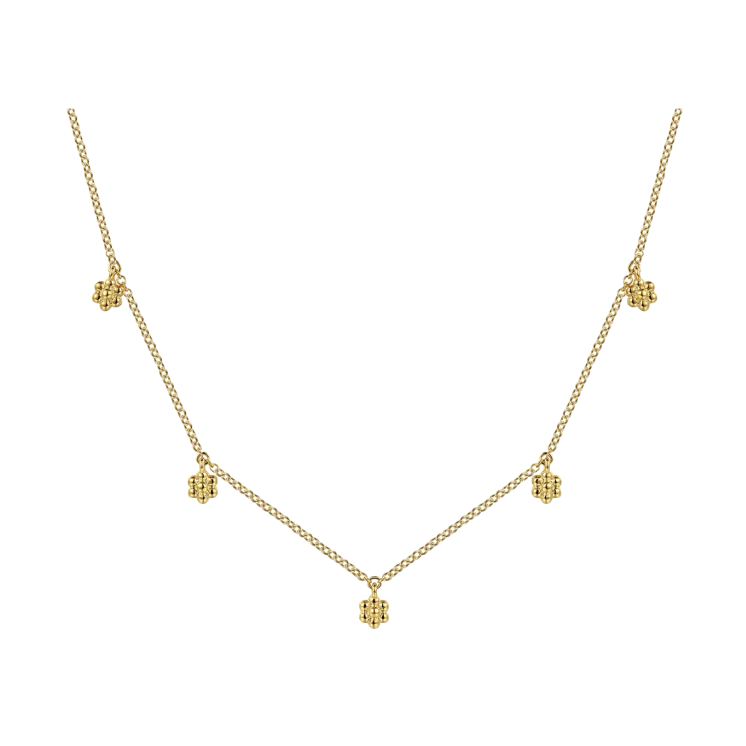 Gold Flower Drop Station Necklace