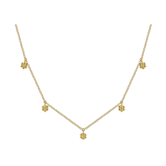 Gold Flower Drop Station Necklace