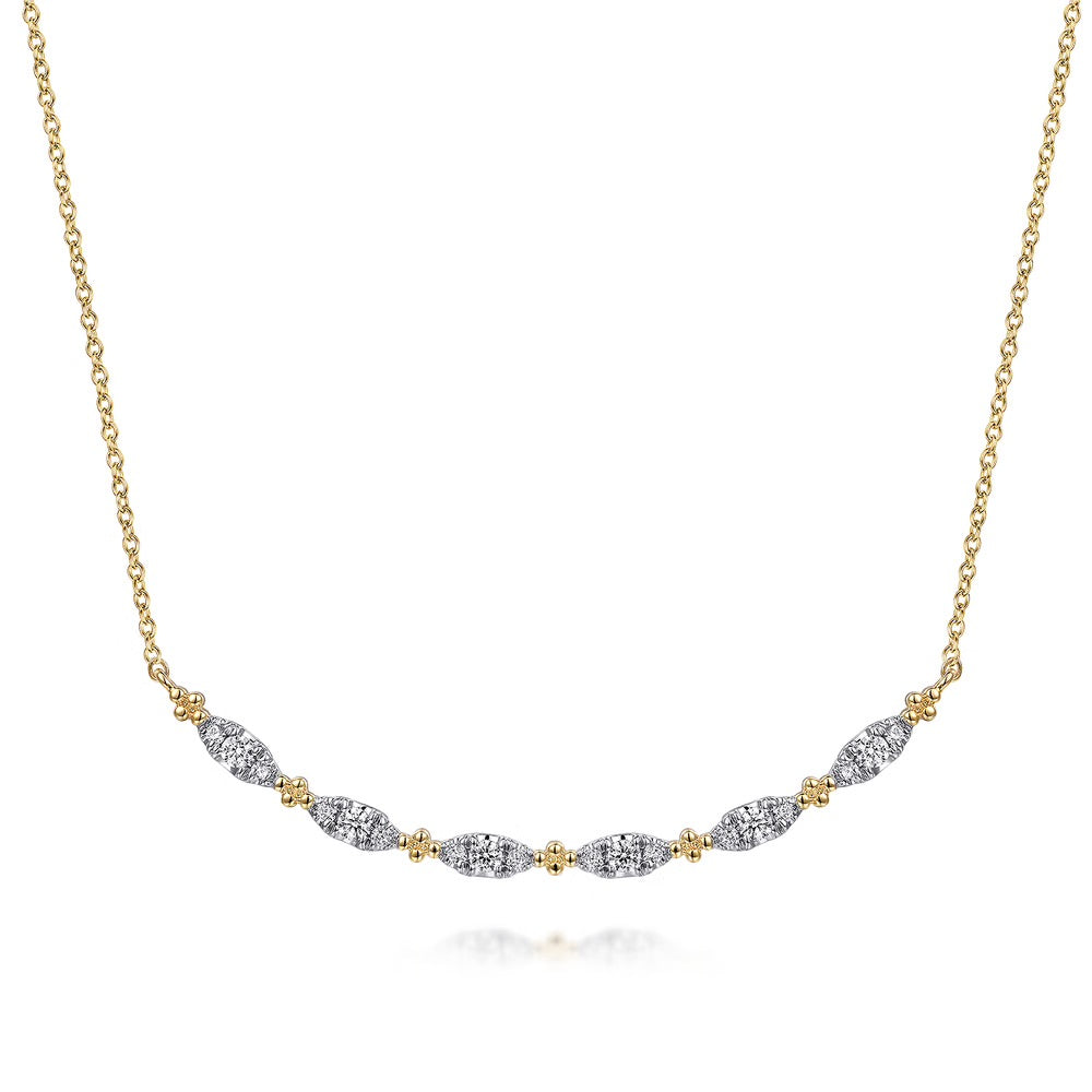 Bujukan Bead and Diamond Curved Bar Necklace