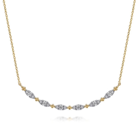 Bujukan Bead and Diamond Curved Bar Necklace