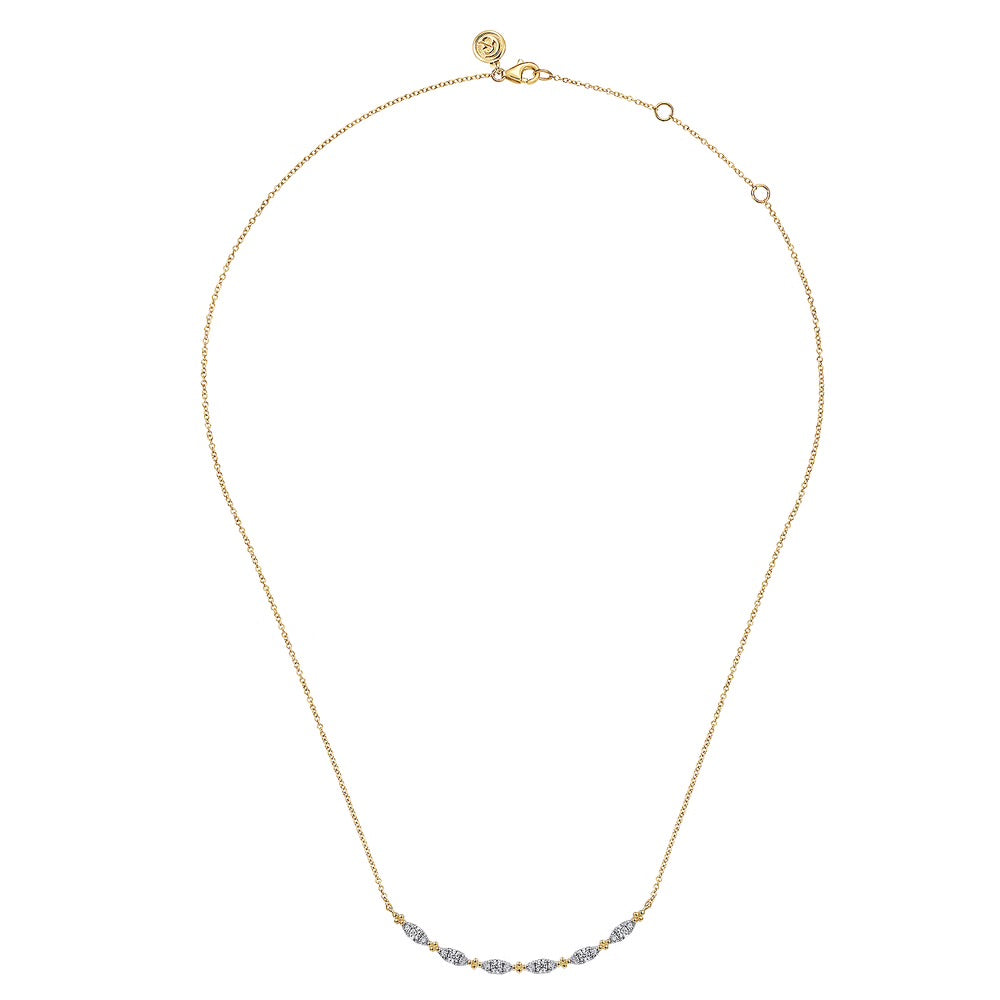 Bujukan Bead and Diamond Curved Bar Necklace