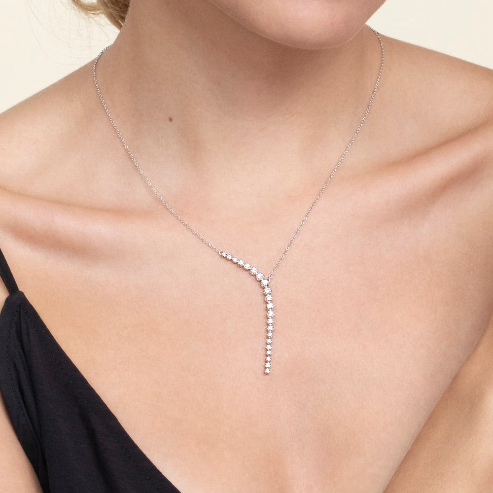 Kaslique Diamond 'Y' Necklace in 14K White Gold