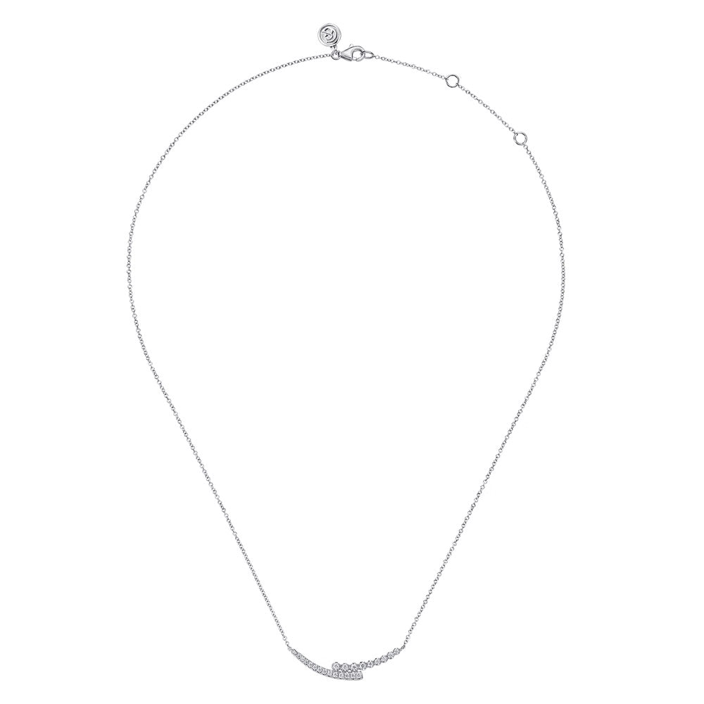 Diamond Bypass Bar Necklace in White Gold