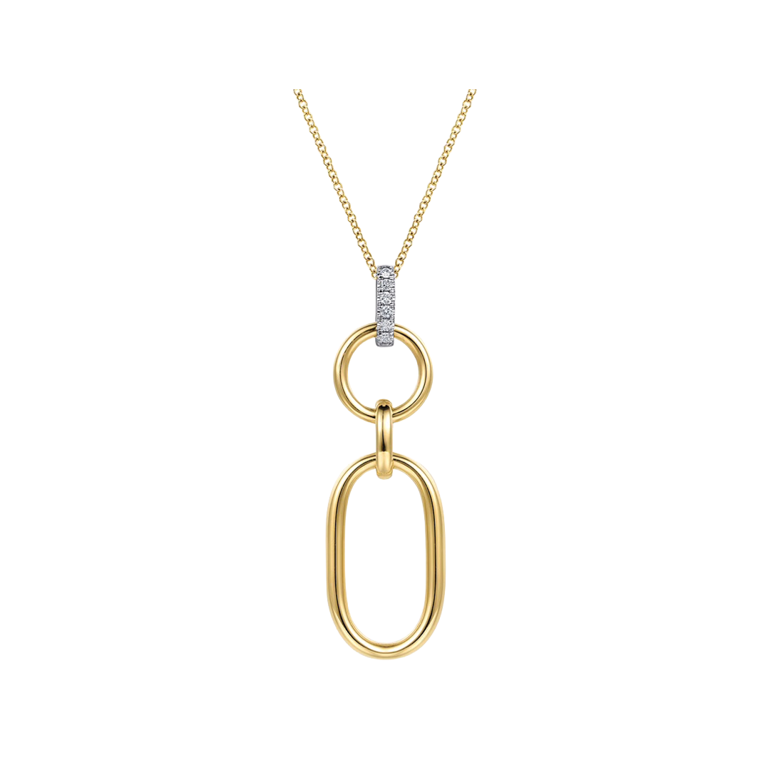 Diamond and Gold Link Pendant Necklace